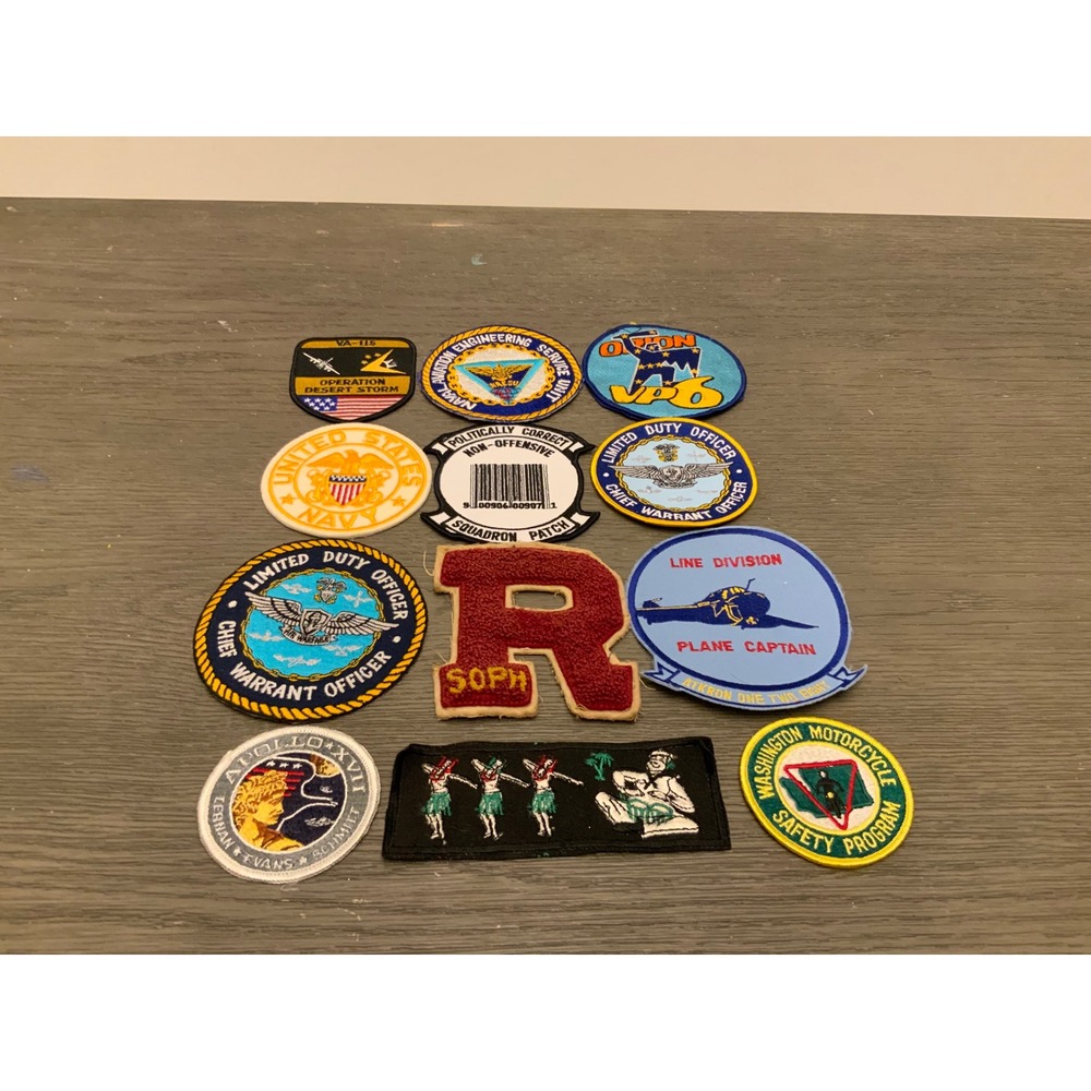 Vintage Patch Lot US Navy Apollo XVII Military Desert Storm Chenille Letter R